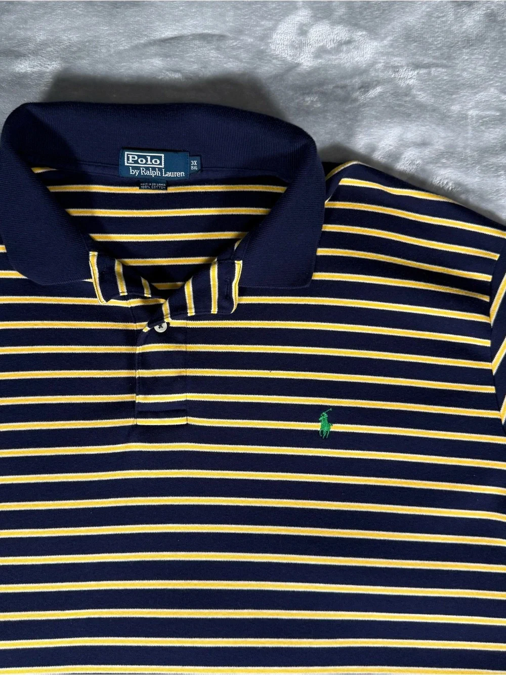 Polo Ralph Lauren Striped Polo Shirt Mens 3XB (Fits Shorter) Cotton Preppy Navy